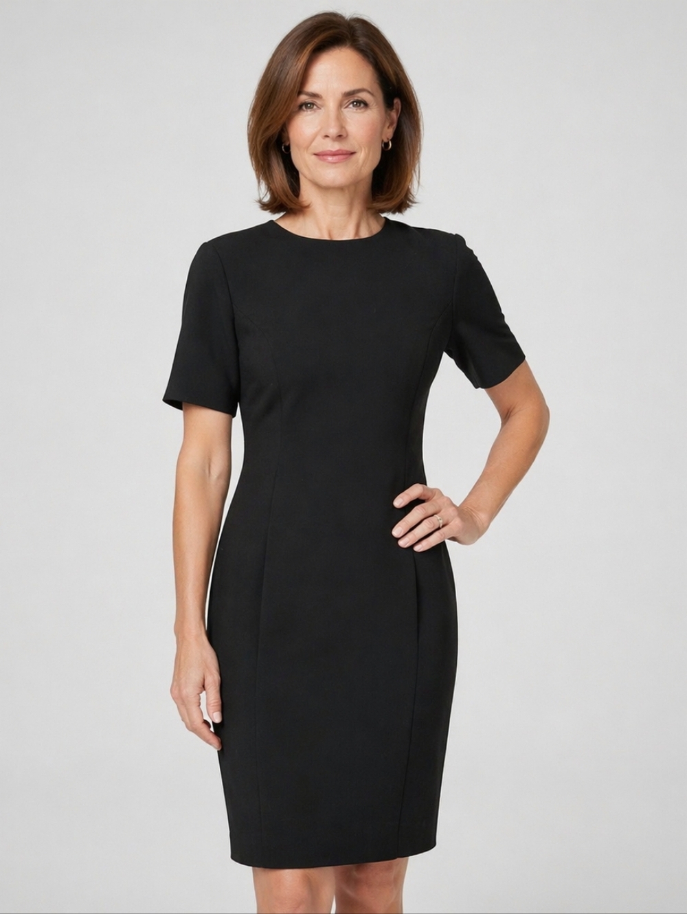Vintage WORTHINGTON Size 8 Little Black Dress Short Sleeve Sheath Career Office